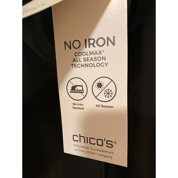 Chico’s Black Button Up No Iron Coolmax Blouse XL NWT - Picture 4 of 9